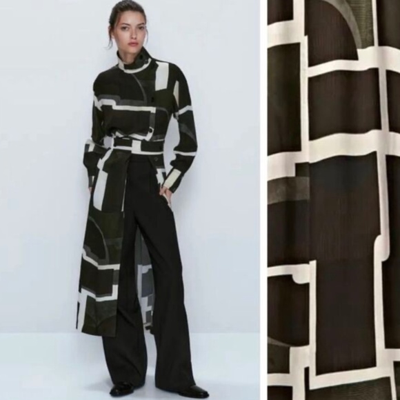 Massimo Dutti Dresses & Skirts - Massimo Dutti Geometric Print Midi Dress Size 6